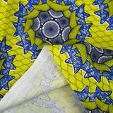 Zwolle blue ethnic print cotton yellow background