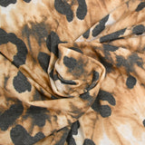 Jersey de polyviscose french terry imprimé léopard camel