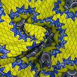 Zwolle blue ethnic print cotton yellow background