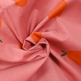 Velours de coton côtelé imprimé poire orange fond rose