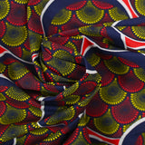 Cotton printed ethnic utrecht yellow and navy red background