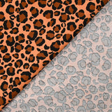 Velours de coton côtelé imprimé léopard fond camel