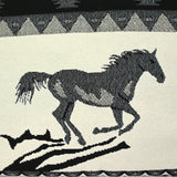 Jacquard de algodón caballo al galope fondo blanco