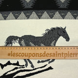 Jacquard de algodón caballo al galope fondo blanco