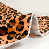 Velours de coton côtelé imprimé léopard fond camel