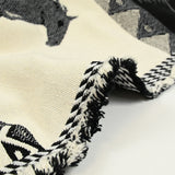 Jacquard de algodón caballo al galope fondo blanco