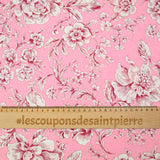 Coton imprimé fleurs fond rose