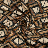 Jersey dévoré imprimé Kasaï marron et beige fond noir