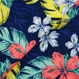 Lin viscose imprimé fleurs en base fond marine