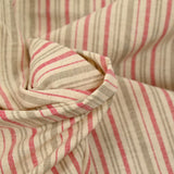 100% Red and gray striped linen