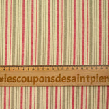 100% Red and gray striped linen