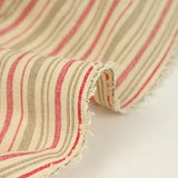 100% Red and gray striped linen