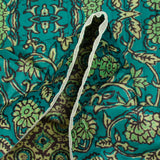 Velours matelassé double face block print et abstrait turquoise au mètre