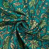 Velours matelassé double face block print et abstrait turquoise au mètre