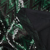 Maille polyester effet boule à facettes chevron vert et noir