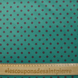 Velours ras imprimé pois fond turquoise