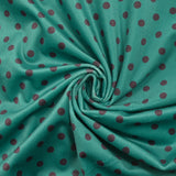 Velours ras imprimé pois fond turquoise