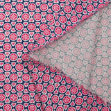 Viscose imprimée fleurs du Japon fond marine