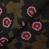 Fausse fourrure sherpa brodée floraison fond noir