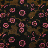 Fausse fourrure sherpa brodée floraison fond noir