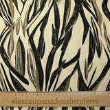Twill de viscose imprimé feuillage taupe fond écru