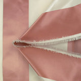 100% tafetán de seda a rayas rosa y blanco roto