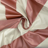 100% tafetán de seda a rayas rosa y blanco roto