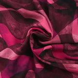 Twill de viscose imprimé vagues vieux rose et fuchsia