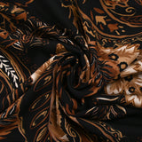 Twill de viscose imprimé cachemire marron fond noir