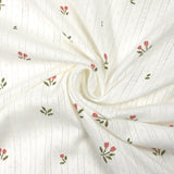 Jersey pointelle coton imprimé tulipes fond blanc cassé