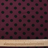Twill de viscose imprimé à pois fond lie de vin
