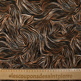 Twill de viscose imprimé nature abstraite marron fond noir