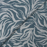 Crêpe viscose imprimé pointillisme feuilles ondulées bleu denim