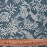 Crêpe viscose imprimé pointillisme feuillage bleu denim