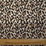Twill de viscose imprimé léopard graou fond écru