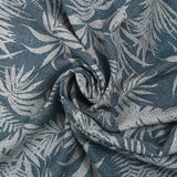 Crêpe viscose imprimé pointillisme feuillage bleu denim