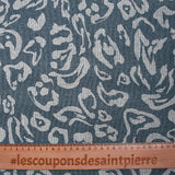 Crêpe viscose imprimé pointillisme animal bleu denim