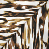 Crêpe viscose imprimé ondes abstraites marron fond blanc