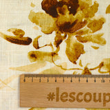 Viscose linen printed Sandra sepia ecru background