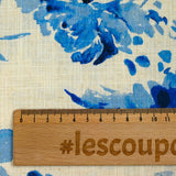 Lin viscose imprimé brume botanique bleu