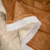 Velours de polyester côtelé matelassé envers sherpa camel