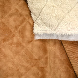 Velours de polyester côtelé matelassé envers sherpa camel