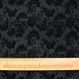 Polyester arabesque en velours ras appliqué noir