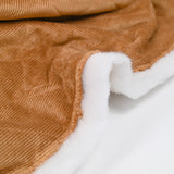 Velours de polyester côtelé matelassé envers sherpa camel