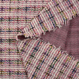 Maille aspect tweed lurex à carreaux rose