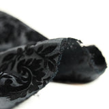 Polyester arabesque en velours ras appliqué noir