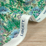 Coton liberty ® Vine Garden bleu fond vert pastel au mètre