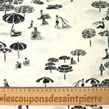 Coton imprimé plage fond écru