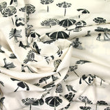 Coton imprimé plage fond écru