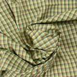 Coton tissé-teint à carreaux vert et orange